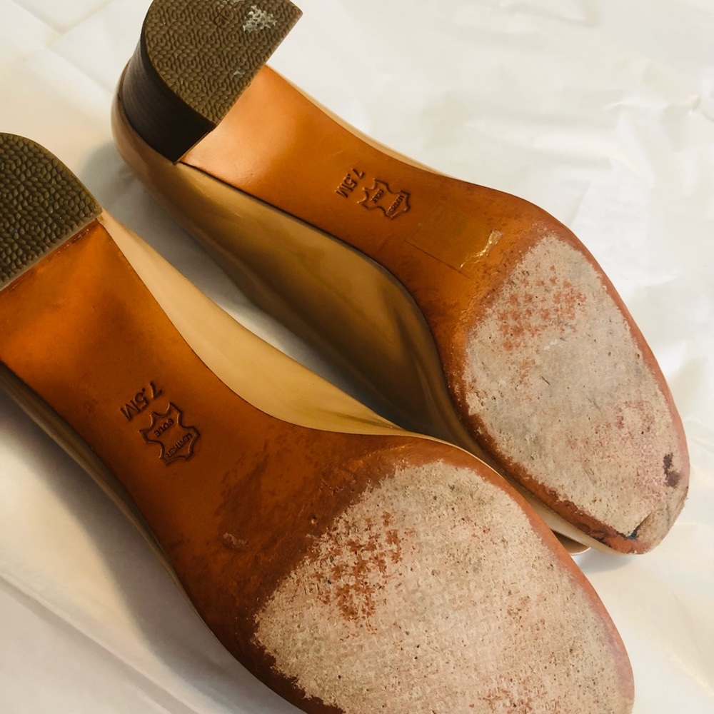 ❤️SOLD❤️TORY BURCH T Ring Flats Soft Patent Leather Camellia Pink NUDE - Picture 7 of 13